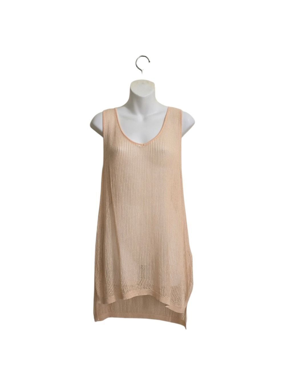 Eileen Fisher Open Knit Scoop Neck Hi-Lo Tank Top In Peach Sz XS